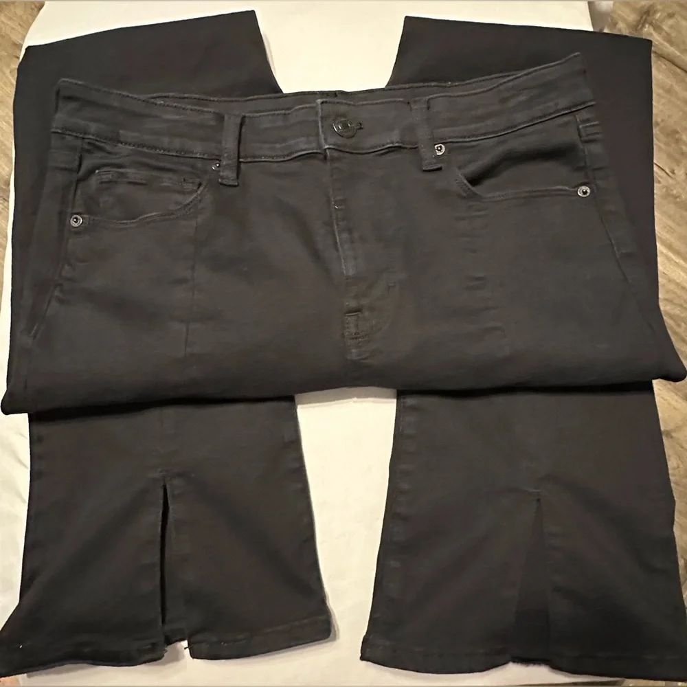 American Eagle Next Level Stretch High Rise Kick Boot Cut Black Jeans - Picture 4 of 8